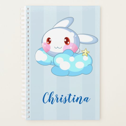 Kawaii Bunny, Cloud & Star Custom Planner (Voorkant)