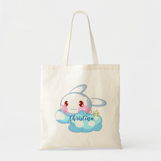Kawaii Bunny, Cloud & Star Custom Tote Bag (Voorkant)