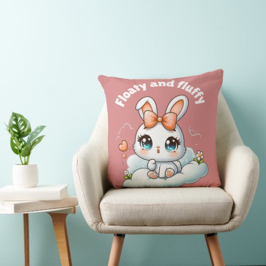 Kawaii Bunny – Cute Chibi Rabbit Throw Pillow Kussen (Stoel)