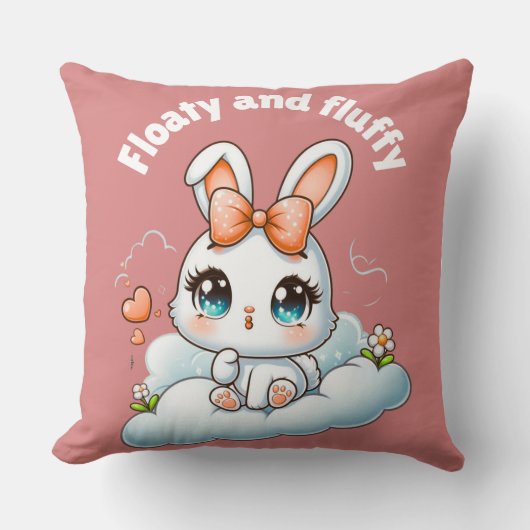 Kawaii Bunny – Cute Chibi Rabbit Throw Pillow Kussen (Voorkant)