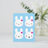 Kawaii Bunny Emoties Briefkaart (Staand voorkant)