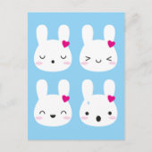 Kawaii Bunny Emoties Briefkaart (Voorkant)