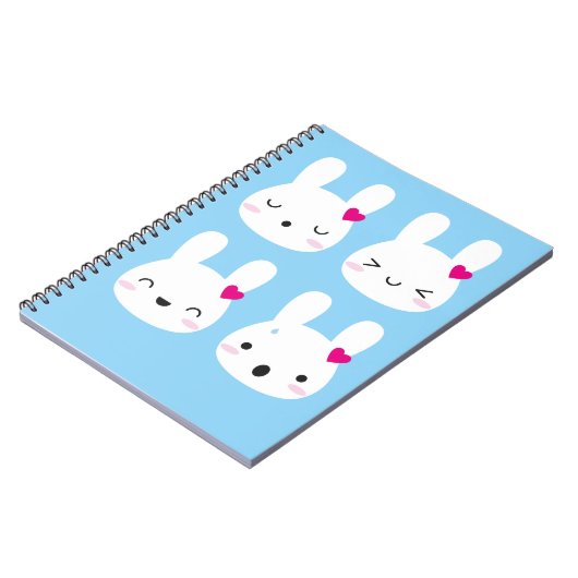 Kawaii Bunny Emoties Notitieboek (Linkerzijde)