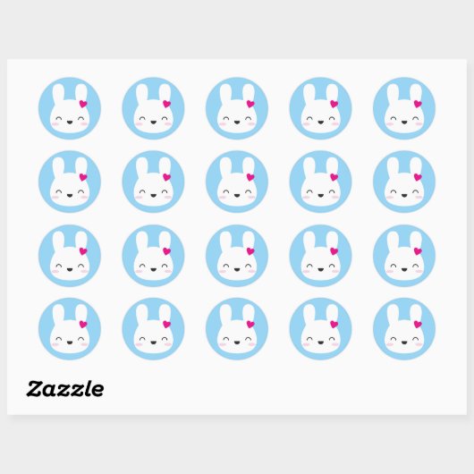 Kawaii Bunny Emoties Ronde Sticker (Vel)