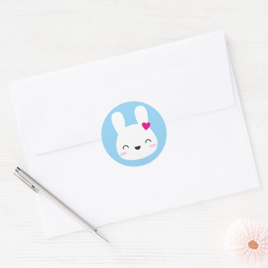 Kawaii Bunny Emoties Ronde Sticker (Envelop)