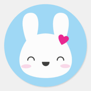 Kawaii Bunny Emoties Ronde Sticker