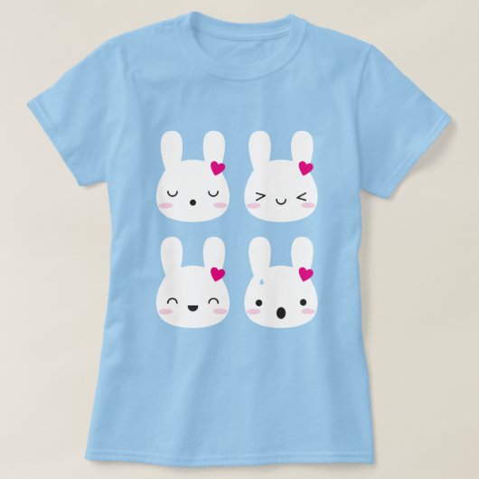 Kawaii Bunny Emoties T-shirt (Design voorkant)