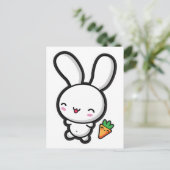 Kawaii Bunny en Carrot Briefkaart (Staand voorkant)
