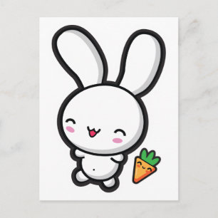 Kawaii Bunny en Carrot Briefkaart