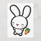 Kawaii Bunny en Carrot Briefkaart (Voorkant)
