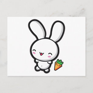 Kawaii Bunny en Carrot Briefkaart