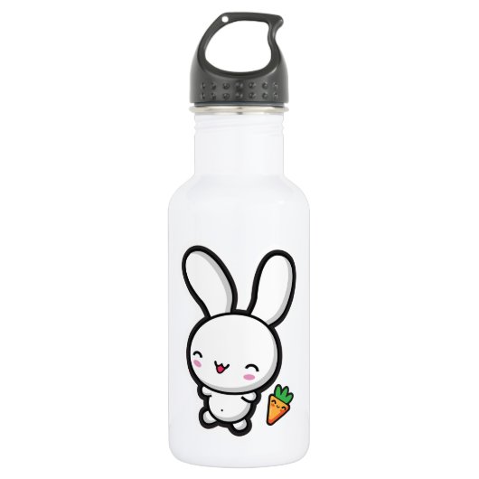 Kawaii Bunny en Carrot Waterfles (Voorkant)
