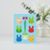 Kawaii Bunny Fruit & Vegetables Briefkaart (Staand voorkant)