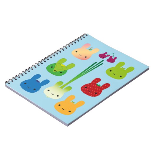 Kawaii Bunny Fruit & Vegetables Notitieboek (Linkerzijde)