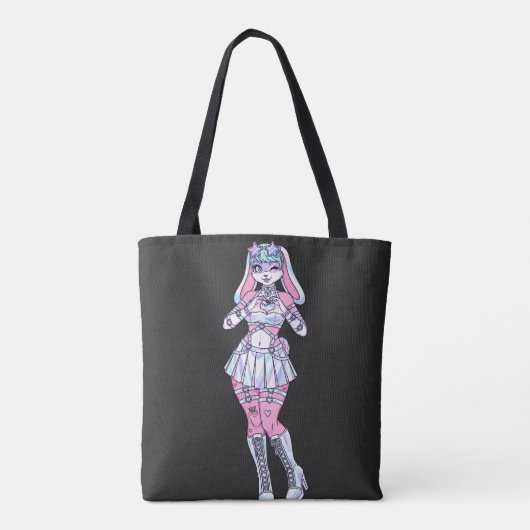 Kawaii Bunny Girl Pastel Furry Canvas tas (Achterkant)