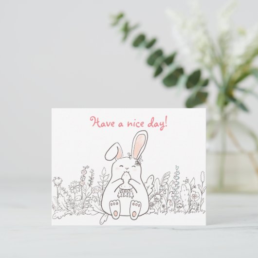 Kawaii Bunny/ Heb een leuke dag Briefkaart (Staand voorkant)