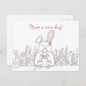 Kawaii Bunny/ Heb een leuke dag Briefkaart (Voorkant / Achterkant)