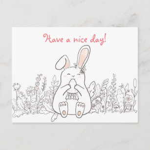 Kawaii Bunny/ Heb een leuke dag Briefkaart