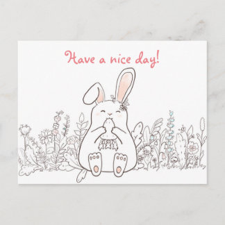 Kawaii Bunny/ Heb een leuke dag Briefkaart