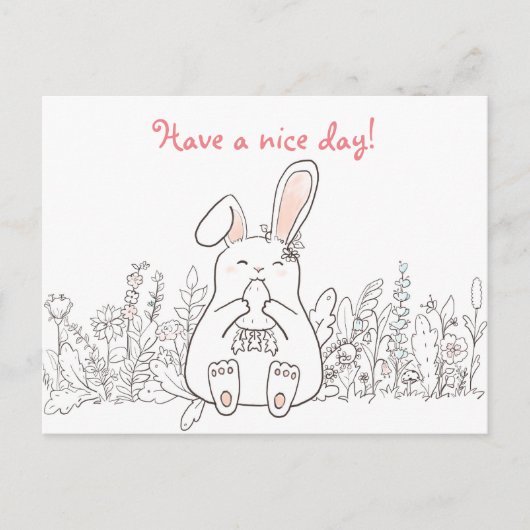 Kawaii Bunny/ Heb een leuke dag Briefkaart (Voorkant)