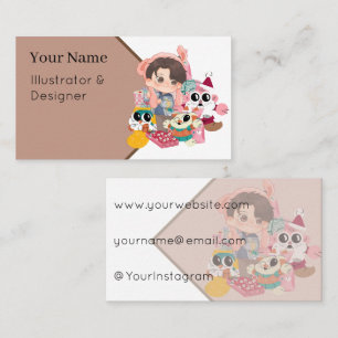Kawaii Bunny Hoed Chibi & Winter Knuffels Visitekaartje