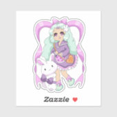 Kawaii Bunny Meisje Sticker (Vel)