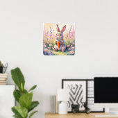 Kawaii Bunny Mok – Waterverf Bloemenveld Print (Thuiskantoor)