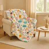 Kawaii Bunny Pastel Speelse Knusse Sherpa Deken