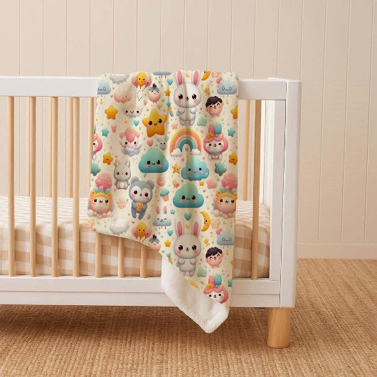 Kawaii Bunny Pastel Speelse Knusse Sherpa Deken