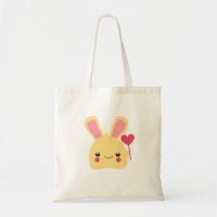 Kawaii Bunny Rabbit Face met hart op een stok