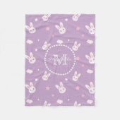 Kawaii Bunny Rabbit Pastel Paars Pattern Monogram Fleece Deken (Voorkant)