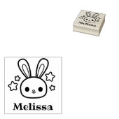Kawaii Bunny Rabbit Rubber Stamp met jouw naam Rubberstempel (Gestempeld)
