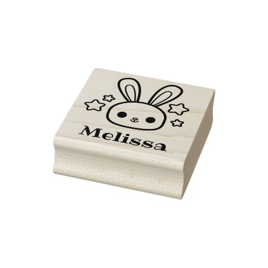 Kawaii Bunny Rabbit Rubber Stamp met jouw naam Rubberstempel (Stempel)
