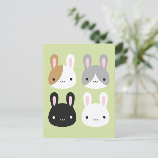 Kawaii Bunny Rabbits Briefkaart (Staand voorkant)