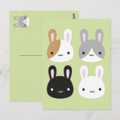 Kawaii Bunny Rabbits Briefkaart (Voorkant / Achterkant)