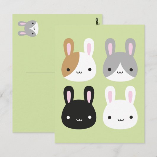 Kawaii Bunny Rabbits Briefkaart (Voorkant / Achterkant)