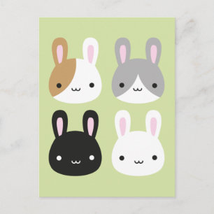 Kawaii Bunny Rabbits Briefkaart