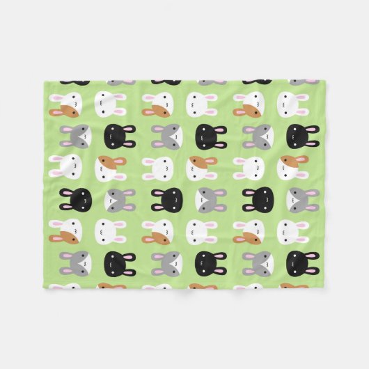 Kawaii Bunny Rabbits Fleece Deken (Voorkant (Horizontaal))