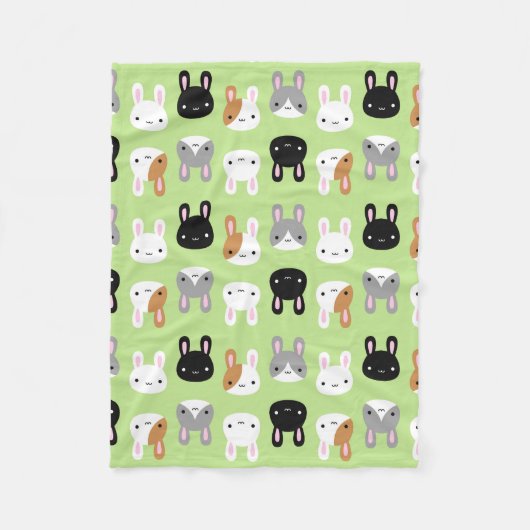 Kawaii Bunny Rabbits Fleece Deken (Voorkant)