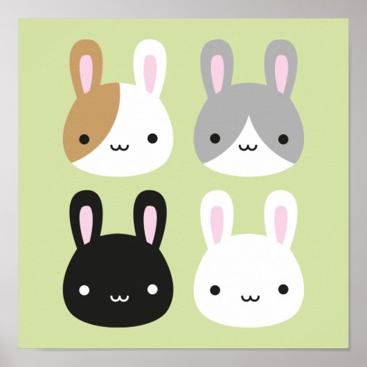 Kawaii Bunny Rabbits Poster (Voorkant)
