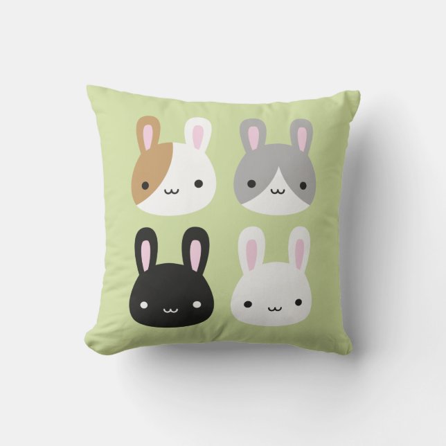 Kawaii Bunny Rabbits Reversible Kussen (Voorkant)
