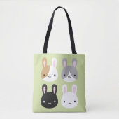 Kawaii Bunny Rabbits Reversible Tote Bag (Voorkant)