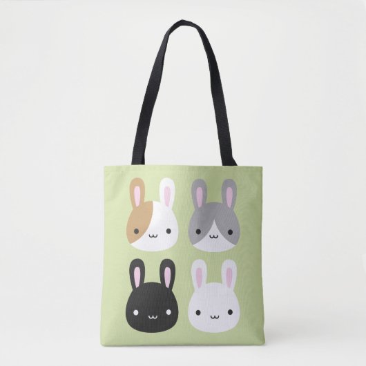 Kawaii Bunny Rabbits Reversible Tote Bag (Voorkant)