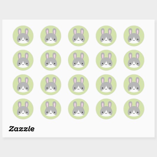 Kawaii Bunny Rabbits Ronde Sticker (Vel)