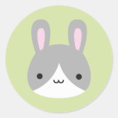 Kawaii Bunny Rabbits Ronde Sticker (Voorkant)