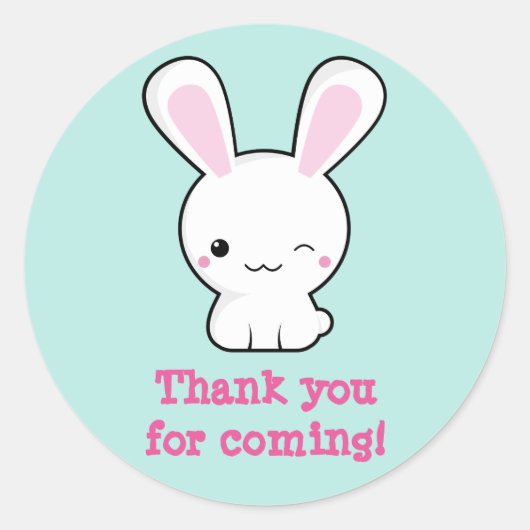 Kawaii bunny ronde sticker (Voorkant)