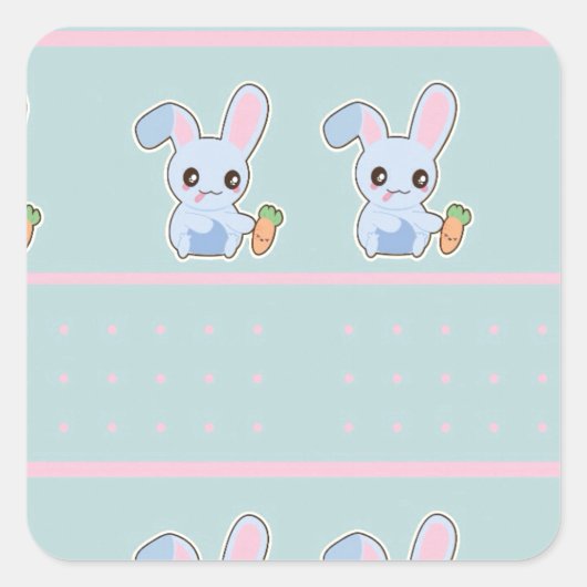 Kawaii Bunny roze mint accessoires gepersonaliseer Vierkante Sticker (Voorkant)