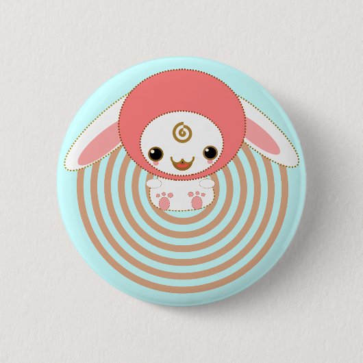 kawaii bunny roze ronde button 5,7 cm (Voorkant)