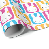 Kawaii Bunny Squares Cadeaupapier (Rol Hoek)