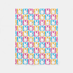 Kawaii Bunny Squares Fleece Deken